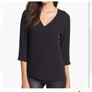 Theory Black V-Neck Blouse